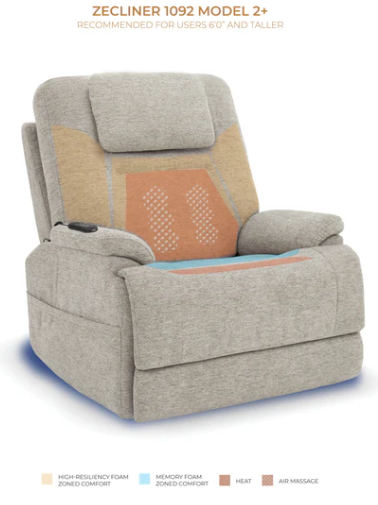 Zecliner Model 2+ Power Recliner with Headrest, Lumbar, Heat, & Massage - Furniture World SW (WA)