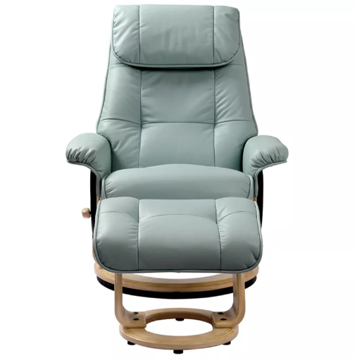 Ventura - Leather Stressless Recliner with Ottoman by Benchmaster