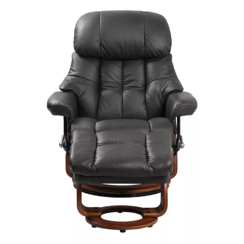 Nicholas - Leather Stressless Recliner with Ottoman by Benchmaster