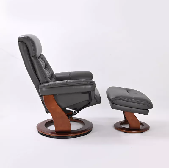 Happy - Leather Stressless Recliner with Ottoman by Benchmaster - Furniture World SW (WA)