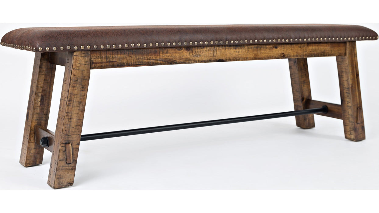 Jofran Cannon Valley Bench with Upholstered Seat in Medium Cool Tones - Furniture World SW (WA)