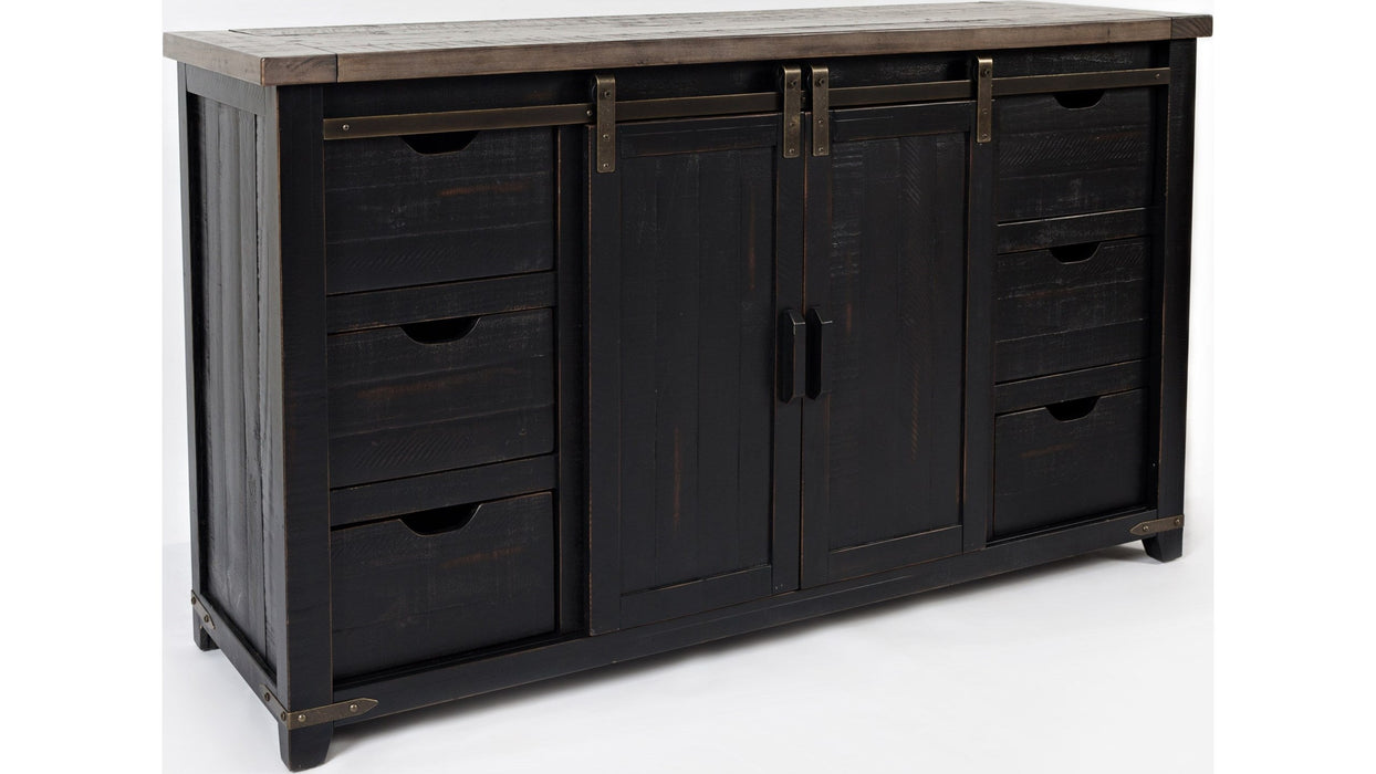 Jofran Madison County 60" Barn Door Server in Vintage Black - Furniture World SW (WA)