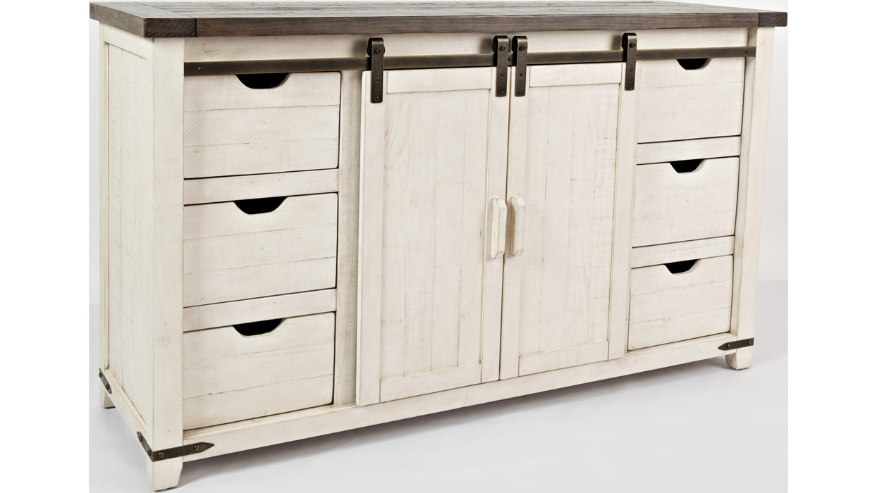 Jofran Madison County 60" Barn Door Server in Vintage White - Furniture World SW (WA)