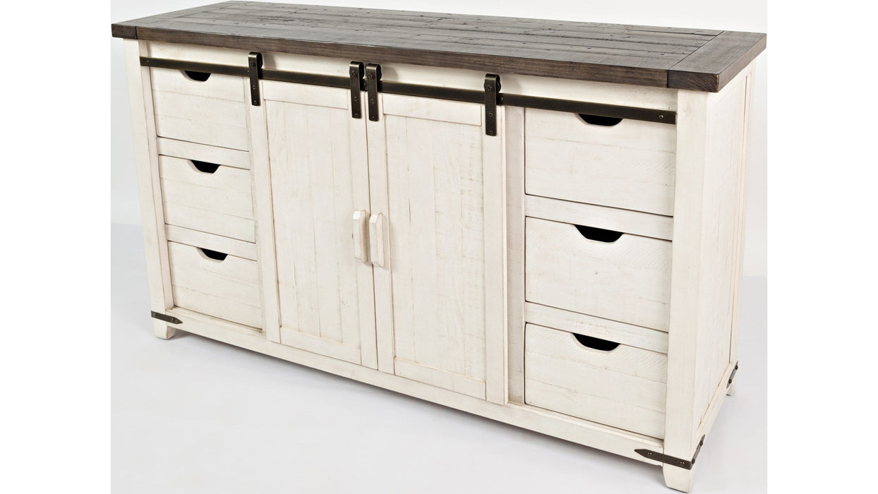 Jofran Madison County 60" Barn Door Server in Vintage White - Furniture World SW (WA)