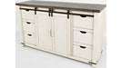 Jofran Madison County 60" Barn Door Server in Vintage White - Furniture World SW (WA)