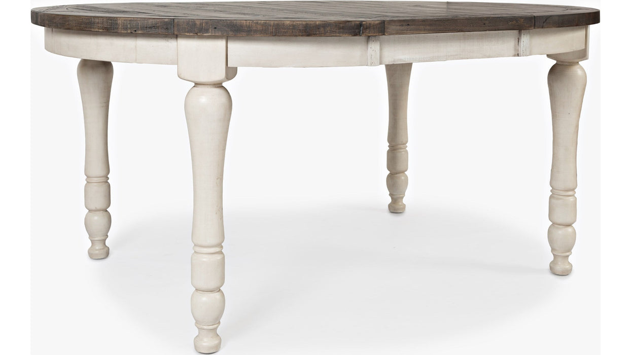 Jofran Madison County Round to Oval Dining Table in Vintage White - Furniture World SW (WA)