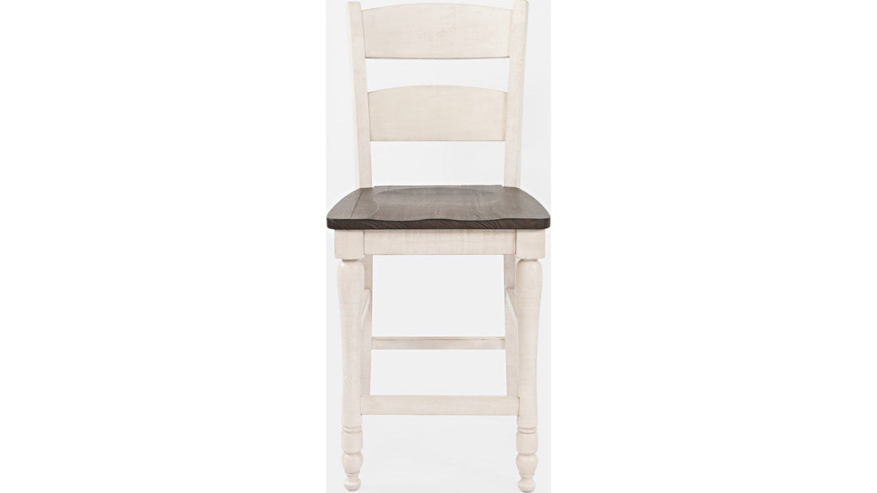 Jofran Madison County Ladderback Counter Stool in Vintage White (Set of 2) - Furniture World SW (WA)