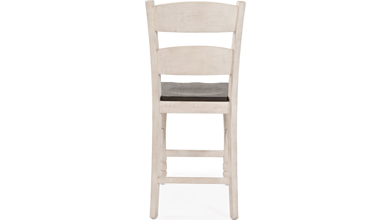 Jofran Madison County Ladderback Counter Stool in Vintage White (Set of 2) - Furniture World SW (WA)