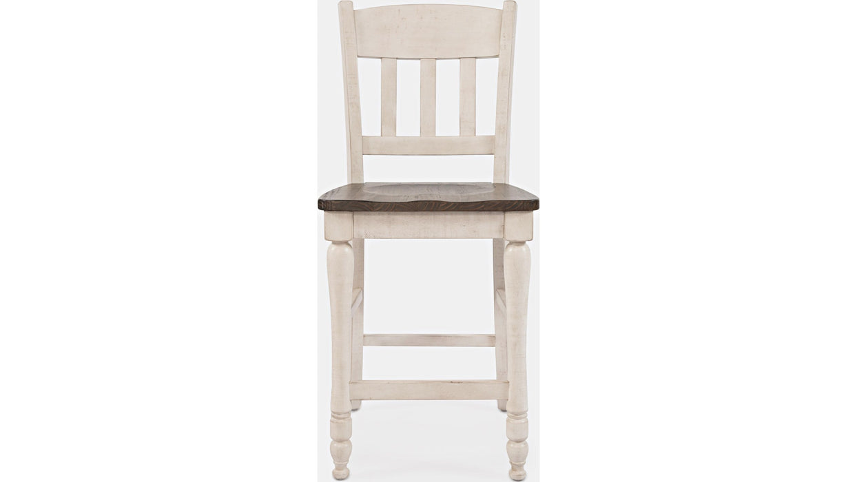 Jofran Madison County Slatback Counter Stool in Vintage White (Set of 2) - Furniture World SW (WA)