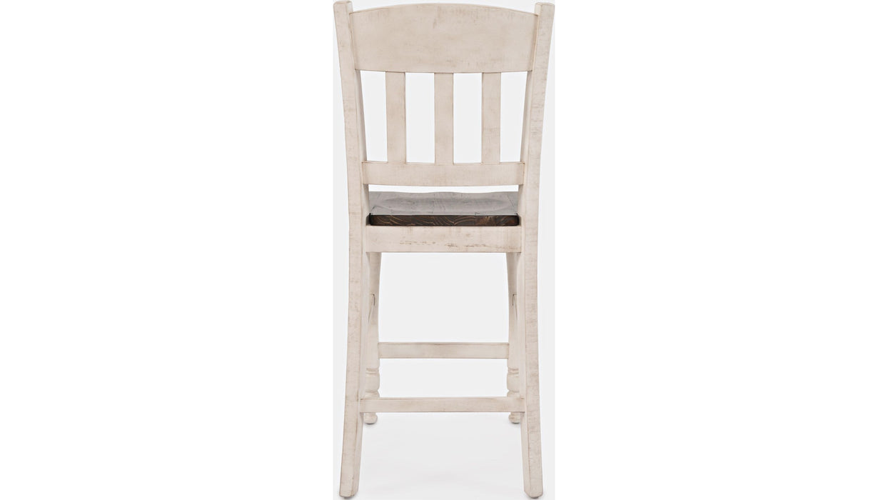 Jofran Madison County Slatback Counter Stool in Vintage White (Set of 2) - Furniture World SW (WA)