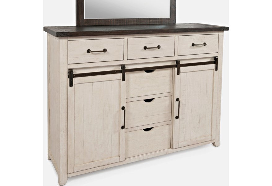 Jofran Madison County Door Dresser in Vintage White - Furniture World SW (WA)
