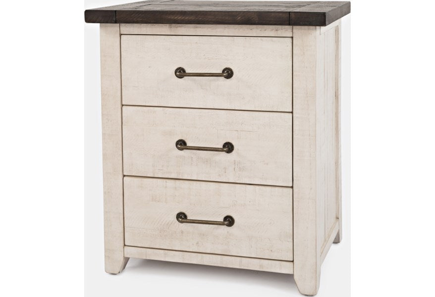 Jofran Madison County Power Nightstand in Vintage White - Furniture World SW (WA)