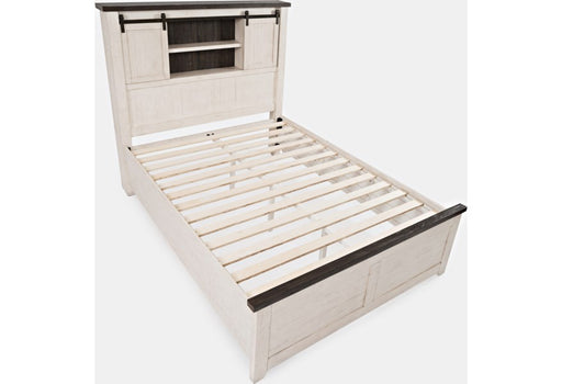 Jofran Madison County Queen Barn Door Bed in Vintage White - Furniture World SW (WA)