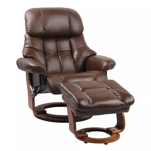 Nicholas - Leather Stressless Recliner with Ottoman by Benchmaster