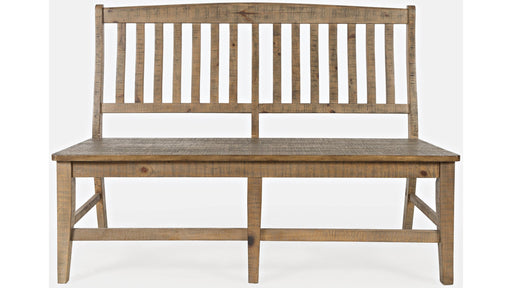 Jofran Carlyle Crossing Slatback Dining Bench in Rustic Distressed Pine - Furniture World SW (WA)