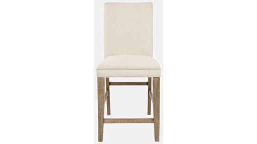 Jofran Carlyle Crossing Upholstered Stool in Cream/Rustic Distressed Pine (Set of 2) - Furniture World SW (WA)