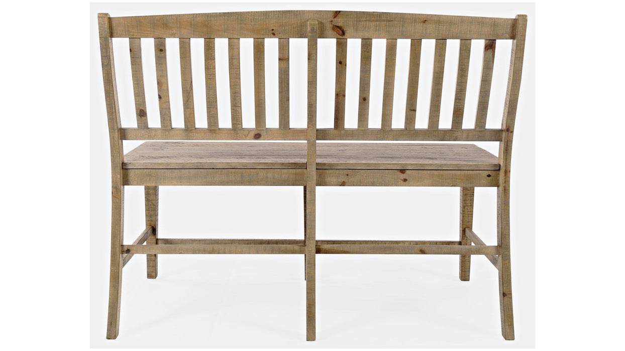 Jofran Carlyle Crossing Slatback Counter Bench in Rustic Distressed Pine - Furniture World SW (WA)
