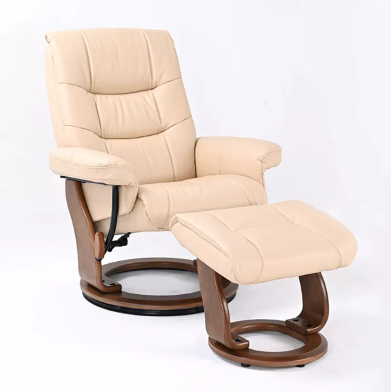 Rosa II - Leather Stressless Recliner with Ottoman by Benchmaster