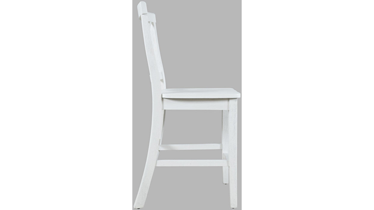 Jofran Eastern Tides X Back Counter Stool in Blanc (Set of 2) - Furniture World SW (WA)