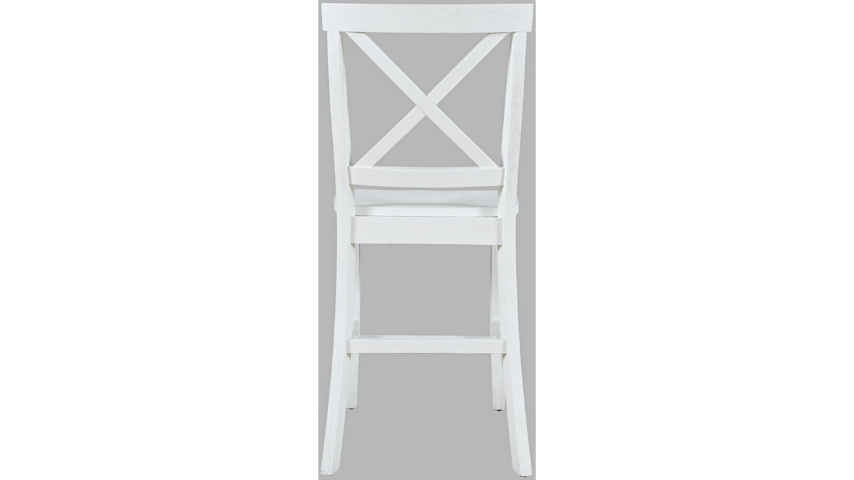 Jofran Eastern Tides X Back Counter Stool in Blanc (Set of 2) - Furniture World SW (WA)