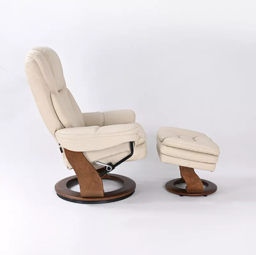 Hana - Leather Stressless Recliner with Ottoman by Benchmaster