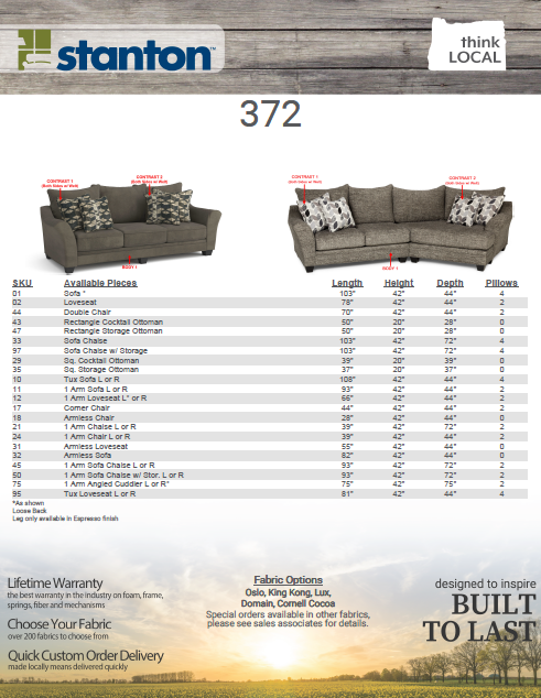 Stanton Furniture 372 Sectional - Shown in Oslo Tux - Furniture World SW (WA)