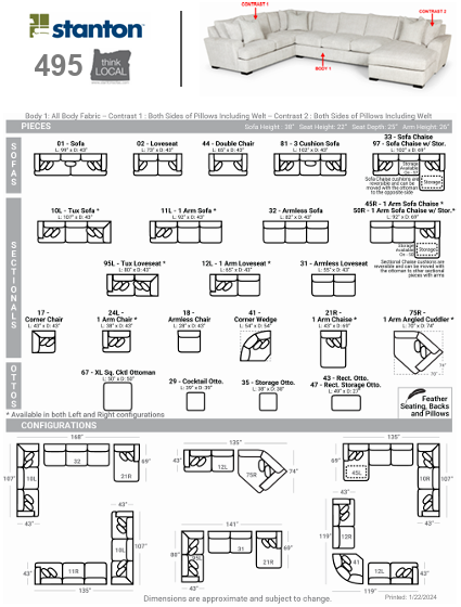 Stanton Furniture 495 Sofa - Shown in Polar Dark Grey - Furniture World SW (WA)