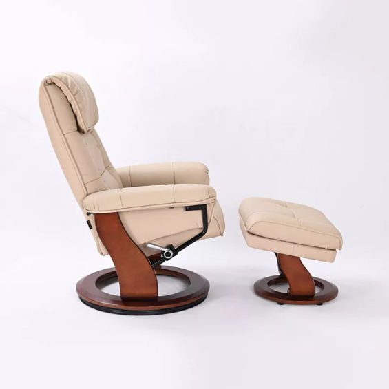 Ventura II - Leather Stressless Recliner with Ottoman by Benchmaster - Furniture World SW (WA)