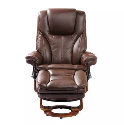 Hana - Leather Stressless Recliner with Ottoman by Benchmaster