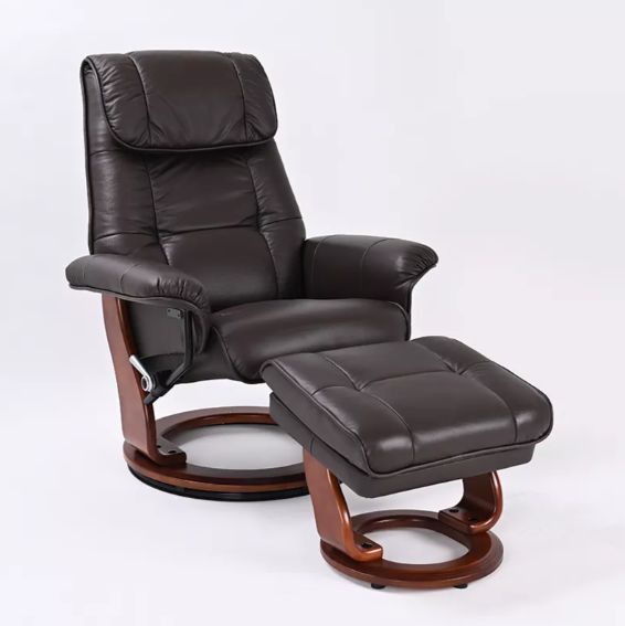 Ventura II - Leather Stressless Recliner with Ottoman by Benchmaster