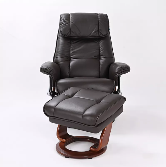 Ventura II - Leather Stressless Recliner with Ottoman by Benchmaster