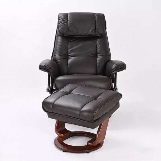 Ventura II - Leather Stressless Recliner with Ottoman by Benchmaster - Furniture World SW (WA)