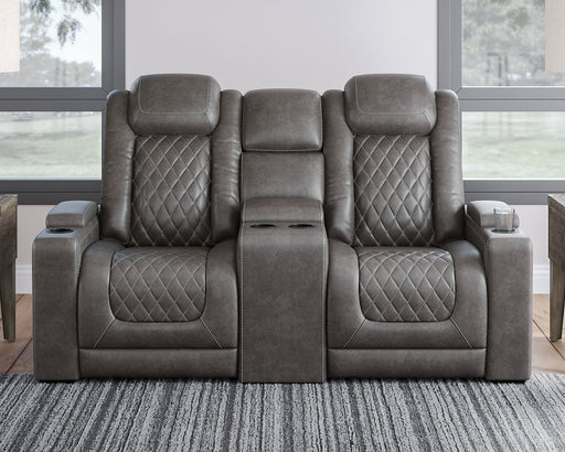 HyllMont Power Reclining Loveseat with Console - Furniture World SW (WA)