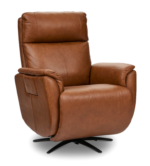 Flexsteel Cove Leather Power Swivel Recliner with Power Headrest, Lumbar, Heat, & Massage - Furniture World SW (WA)