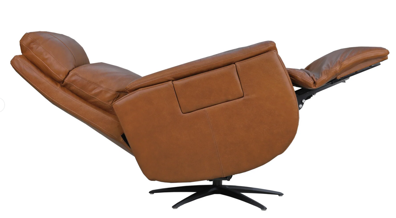 Flexsteel Cove Leather Power Swivel Recliner with Power Headrest, Lumbar, Heat, & Massage - Furniture World SW (WA)