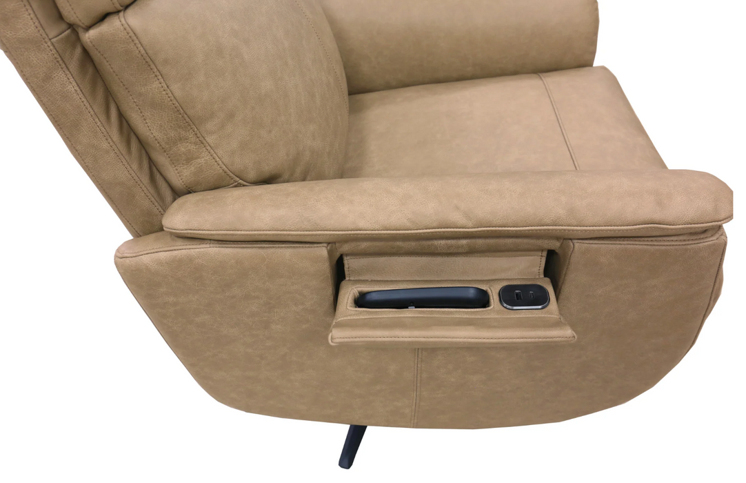 Flexsteel Cove Leather Power Swivel Recliner with Power Headrest, Lumbar, Heat, & Massage - Furniture World SW (WA)