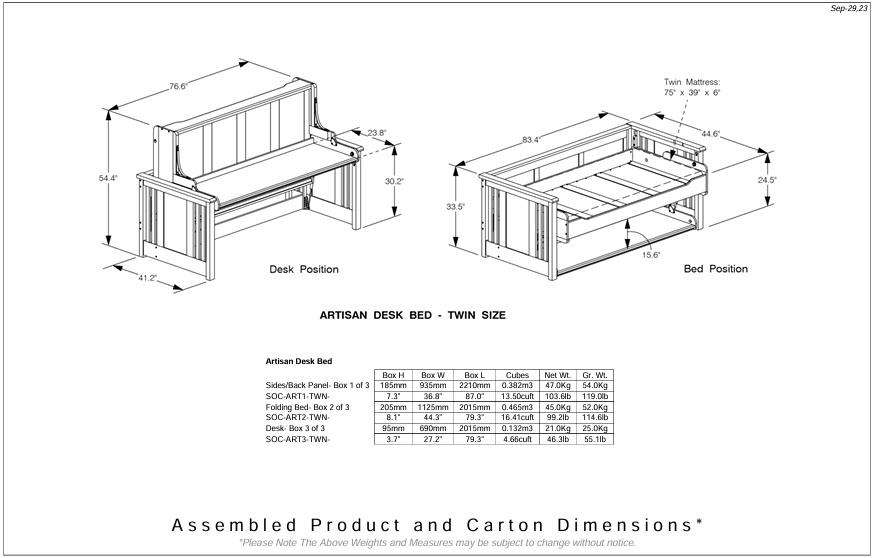 Night & Day Artisian Convertible Desk Bed