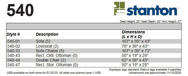Stanton 540 Sofa Chaise - Shown in Champ Slate - Furniture World SW (WA)