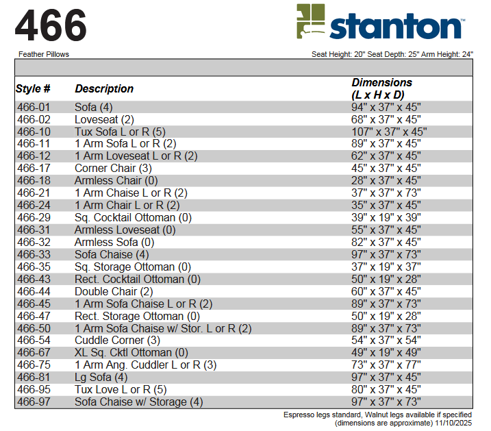 Stanton 466 Sofa - Shown in Champion Brownstone - Furniture World SW (WA)