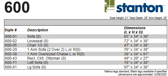 Stanton 600 Sectional - Shown in Dustiny Linen