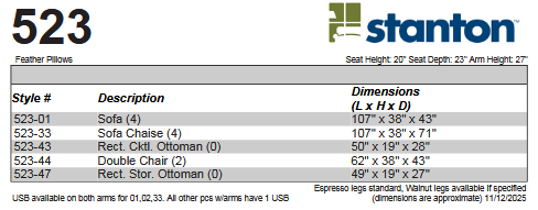 Stanton 523 Sofa Chaise - Shown in Lindy Fog - Furniture World SW (WA)