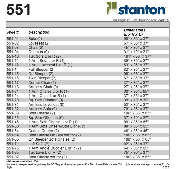 Stanton 551 Sofa - Shown in Campus Latte - Furniture World SW (WA)