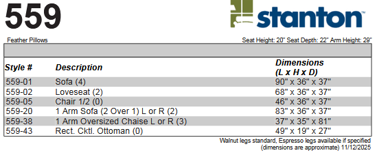 Stanton 559 Sofa - Shown in Bellevue Newsprint - Furniture World SW (WA)
