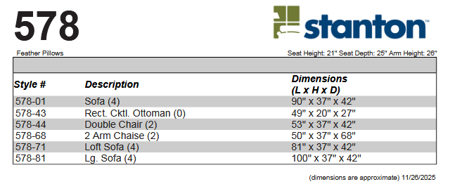 Stanton 578 Sofa - Shown in Reputation Linen Tristan