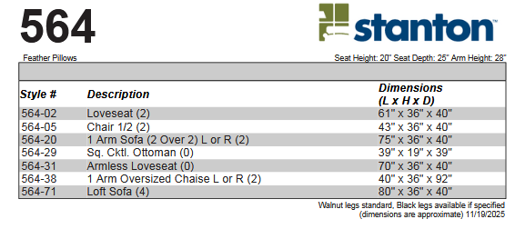 Stanton 564 Loft Sofa - Shown in Retreat Pepper Mondo