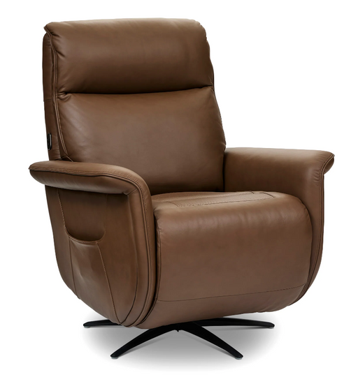 Flexsteel Haven Leather Power Swivel Recliner with Power Headrest, Lumbar, Heat, Massage & Ventilation - Furniture World SW (WA)