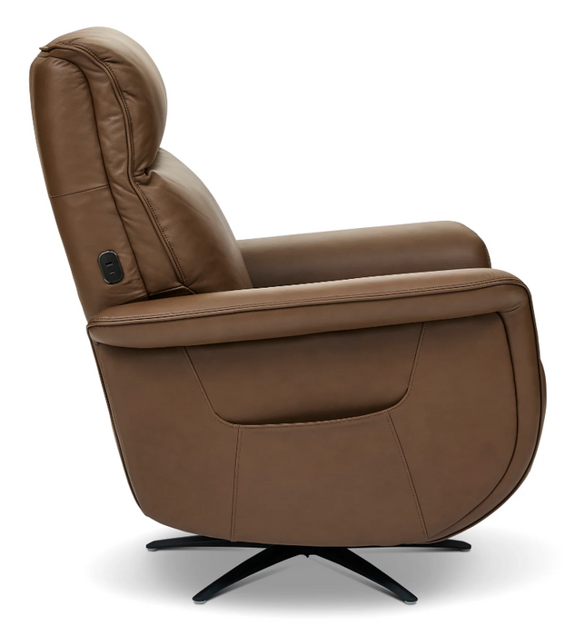 Flexsteel Haven Leather Power Swivel Recliner with Power Headrest, Lumbar, Heat, Massage & Ventilation - Furniture World SW (WA)