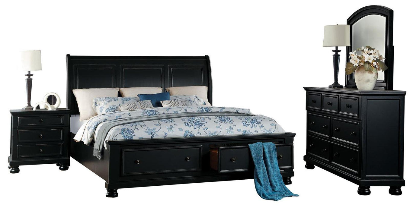 Laurelin Queen Sleigh Platform Storage Bed in Black 1714BK-1