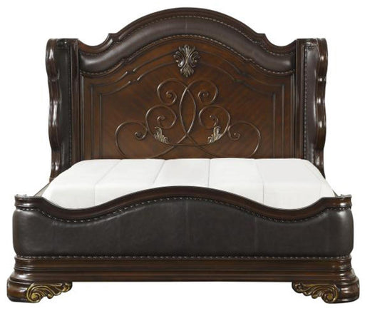 Homelegance Royal Highlands Queen Upholstered Panel Bed in Rich Cherry 1603-1 - Furniture World SW (WA)