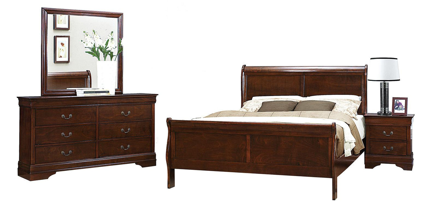 Homelegance Mayville Queen Sleigh Bed in Brown Cherry 2147-1 - Furniture World SW (WA)